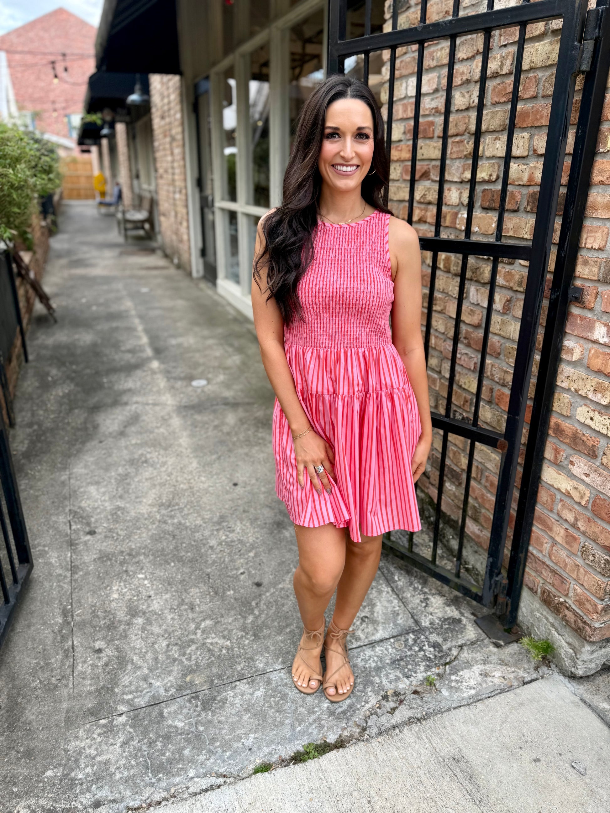 Orange Stripe Mini Dress L