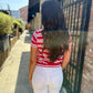 Zuma Stripe Crew Tee- Red