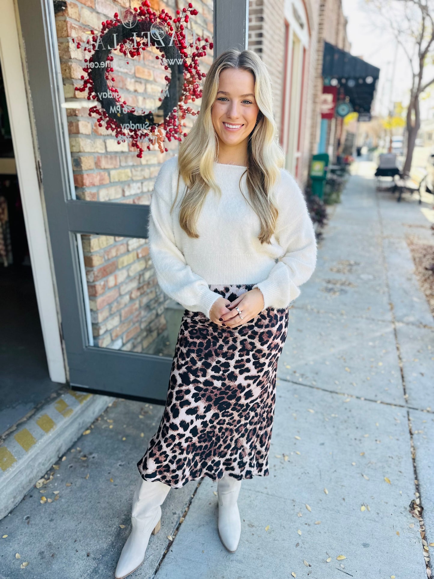 Leopard Mid-Rise Midi Skirt