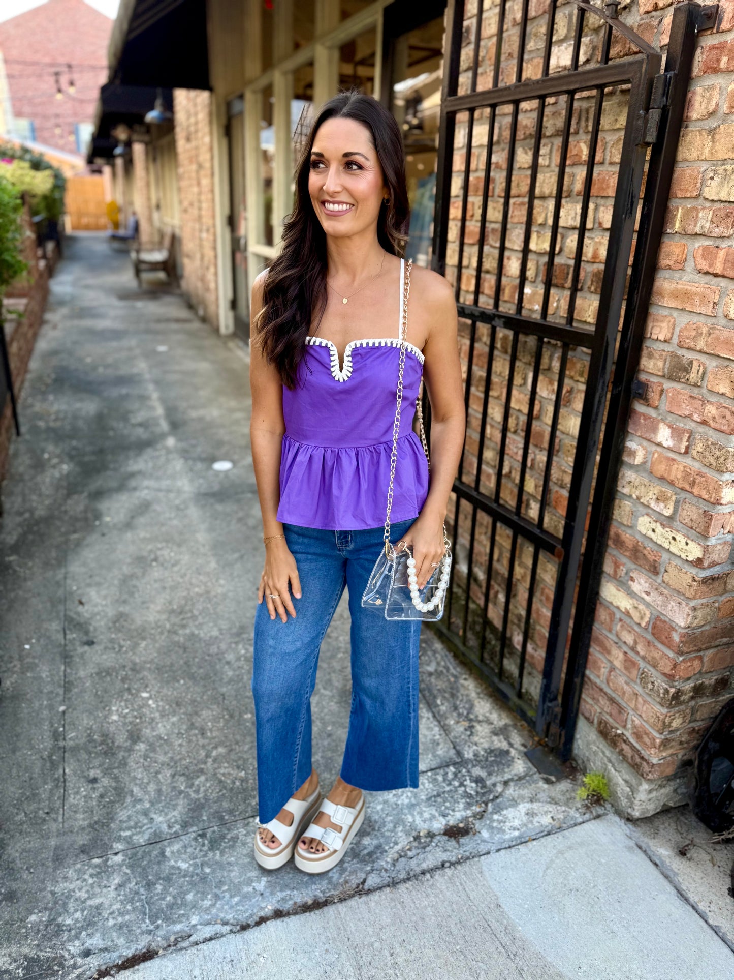 Monica Peplum Top- Purple