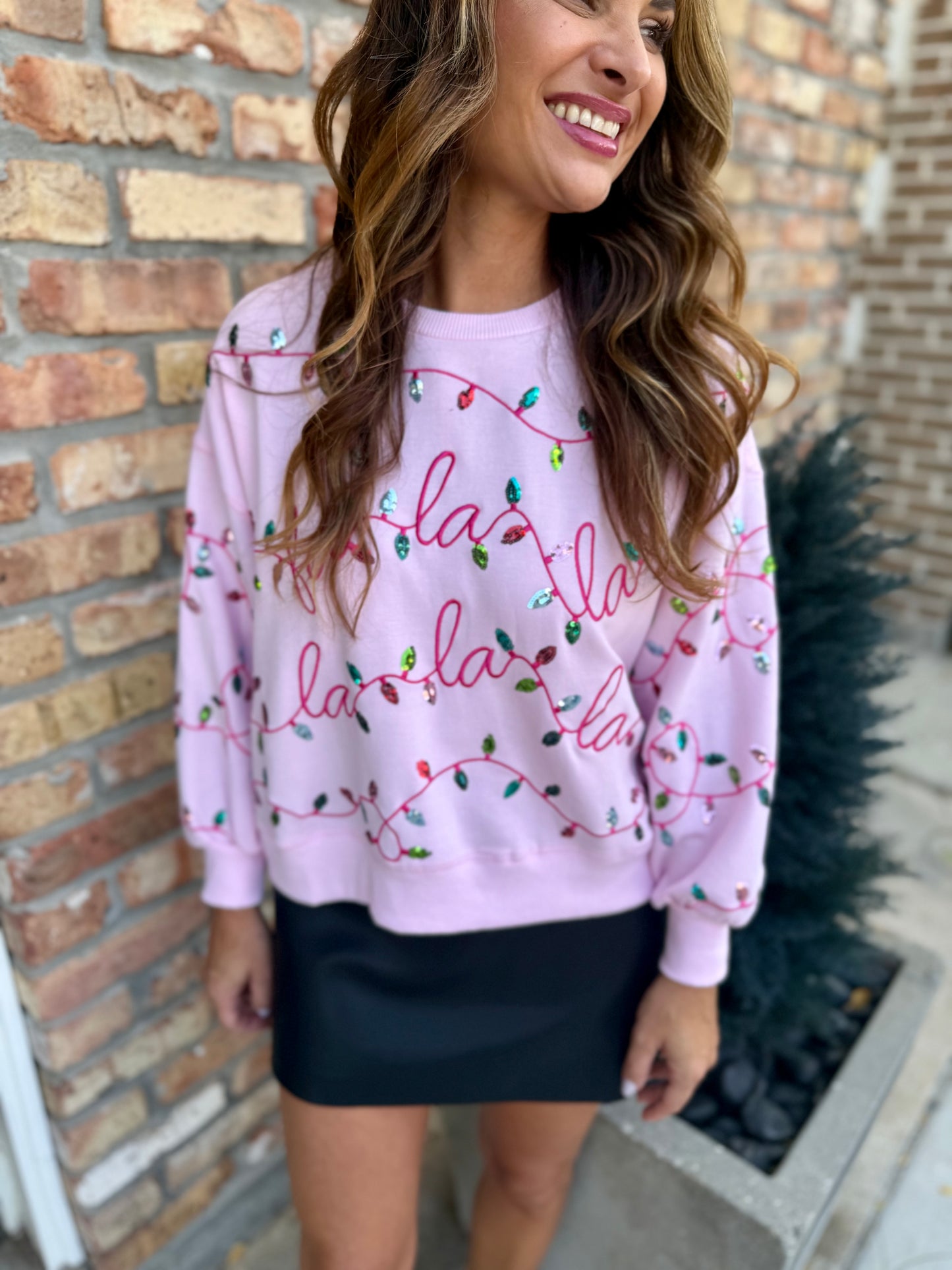 Millie Falala Lights Sweatshirt- Pink