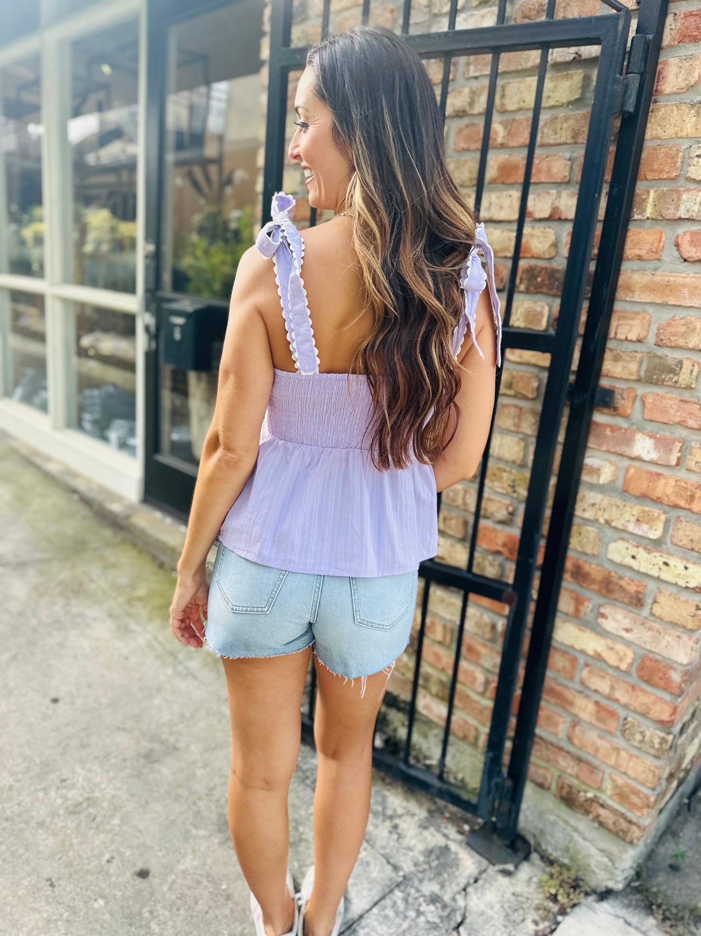 Bow Tie Scallop Top- Lavender