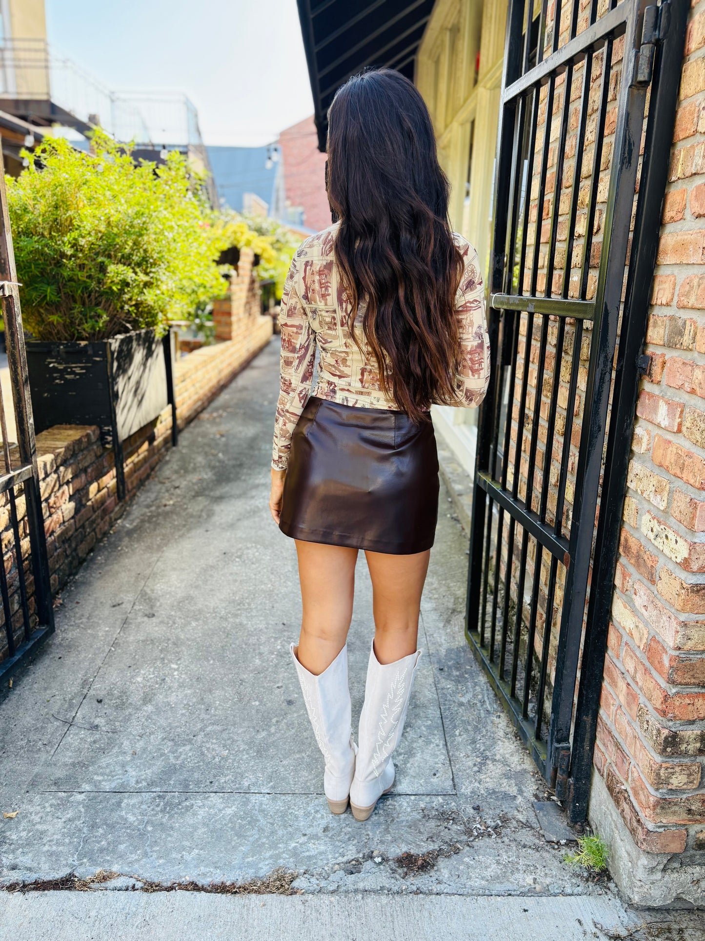 Giddy Up Mesh Top- Brown Multi