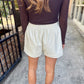 Albe Faux Leather Shorts- Off White