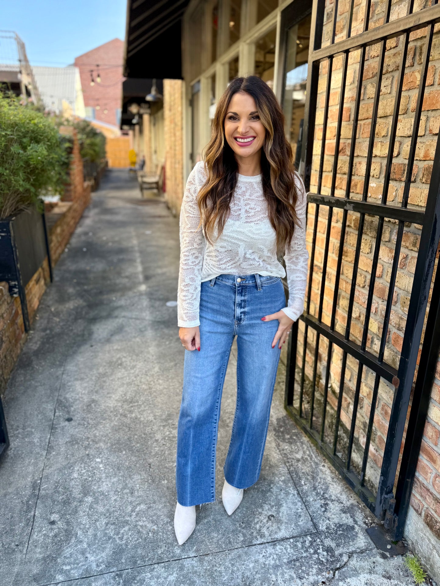 Pleaser High Rise Wide Ankle Denim- Indigo