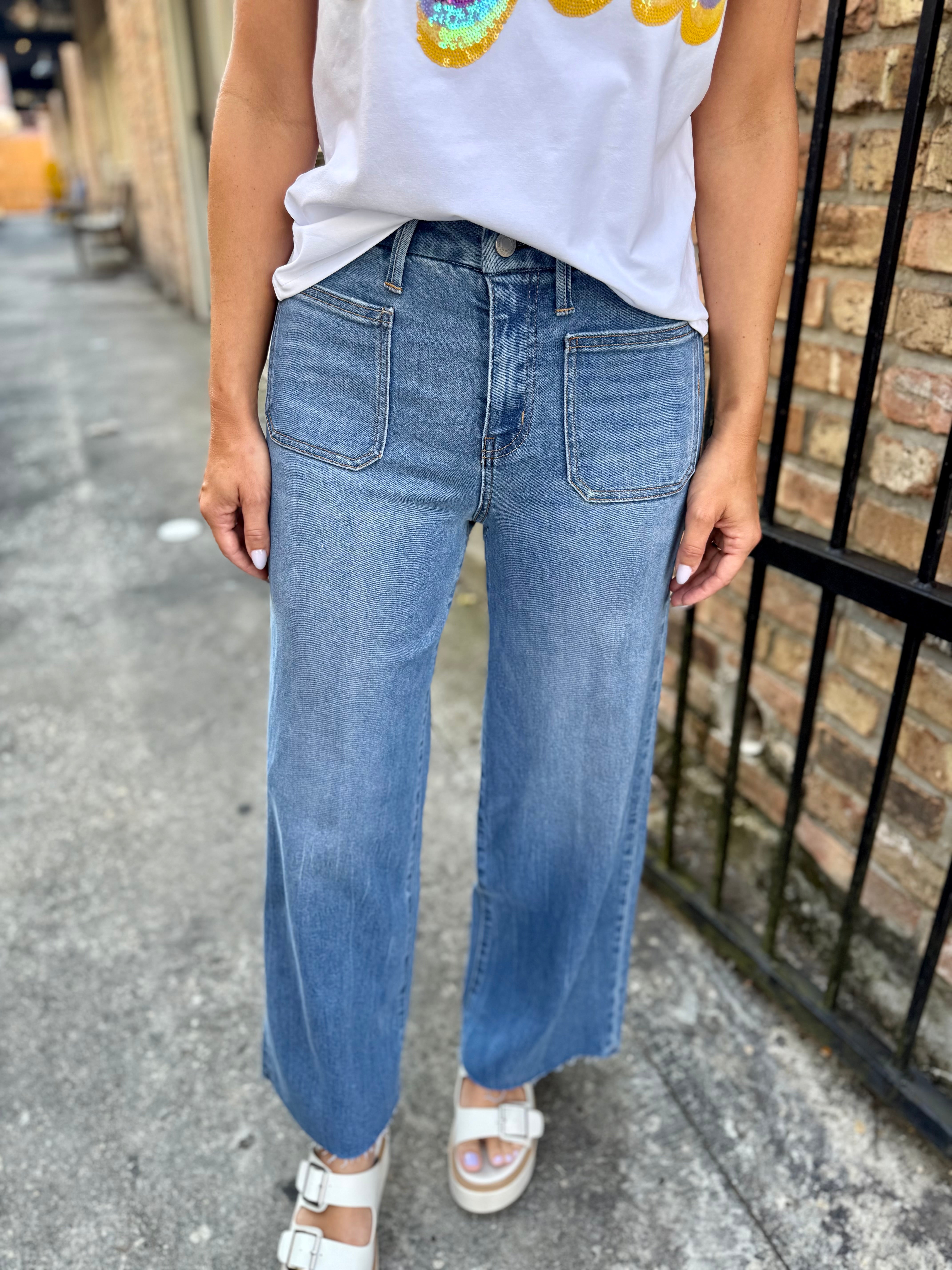 Olivia (Serene Promise) High Rise Wide Leg - Blue – Hazel Lane