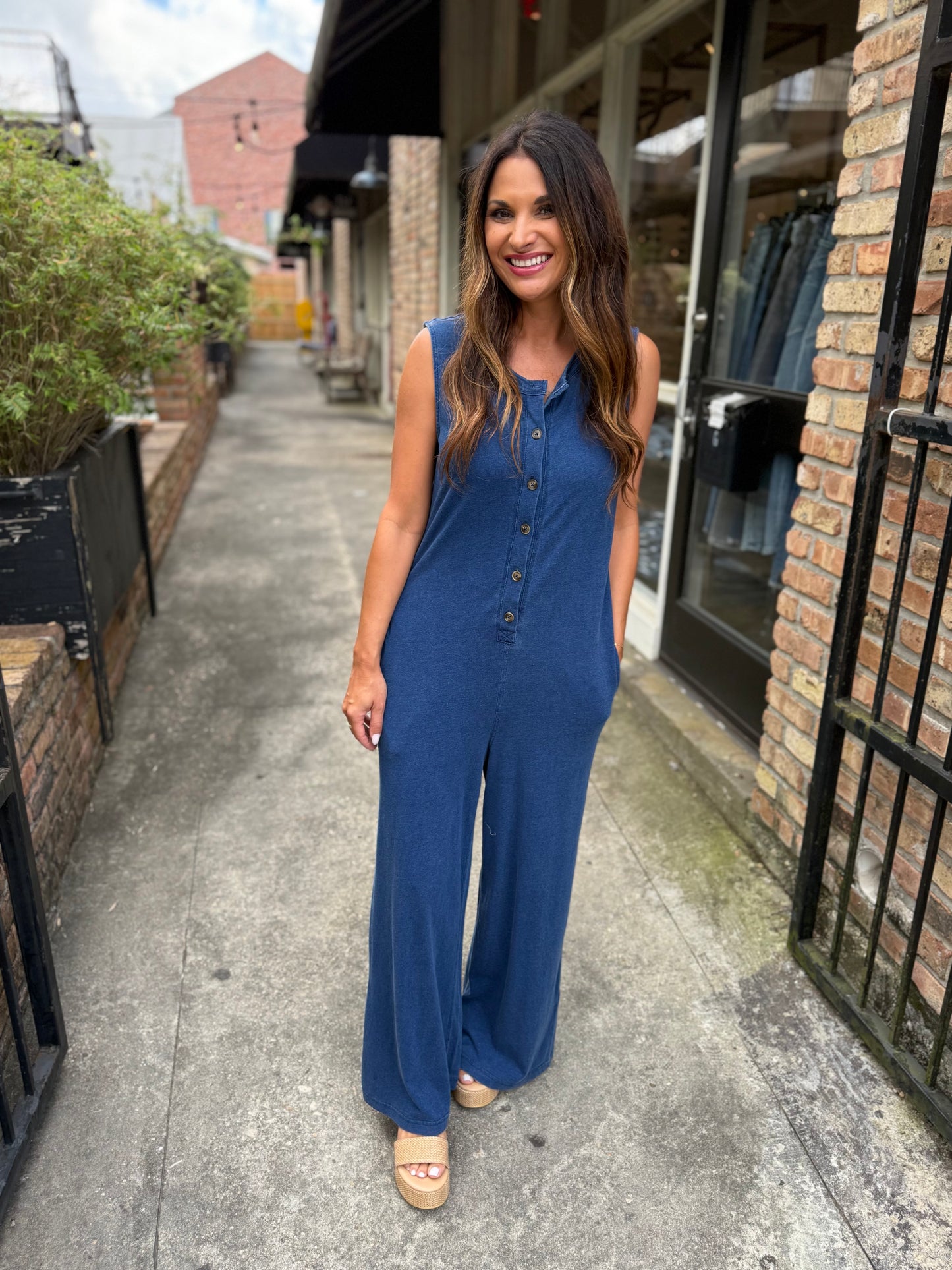 Z Supply Fiona Jersey Denim Jumpsuit