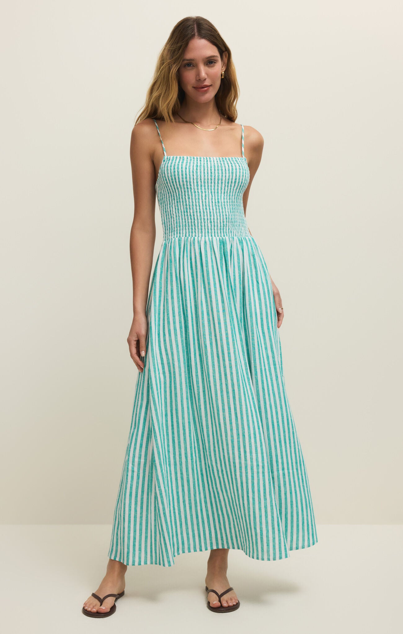 Z Supply Bayside Striped Maxi Dress- Green