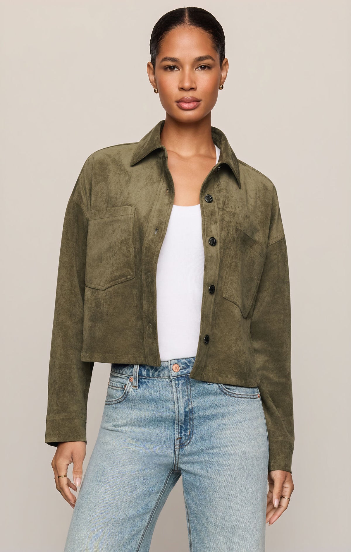 Z Supply All Day Cropped Suede Jacket- Monstera