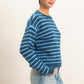 Ezra Striped Crew Neck Sweater- Blue