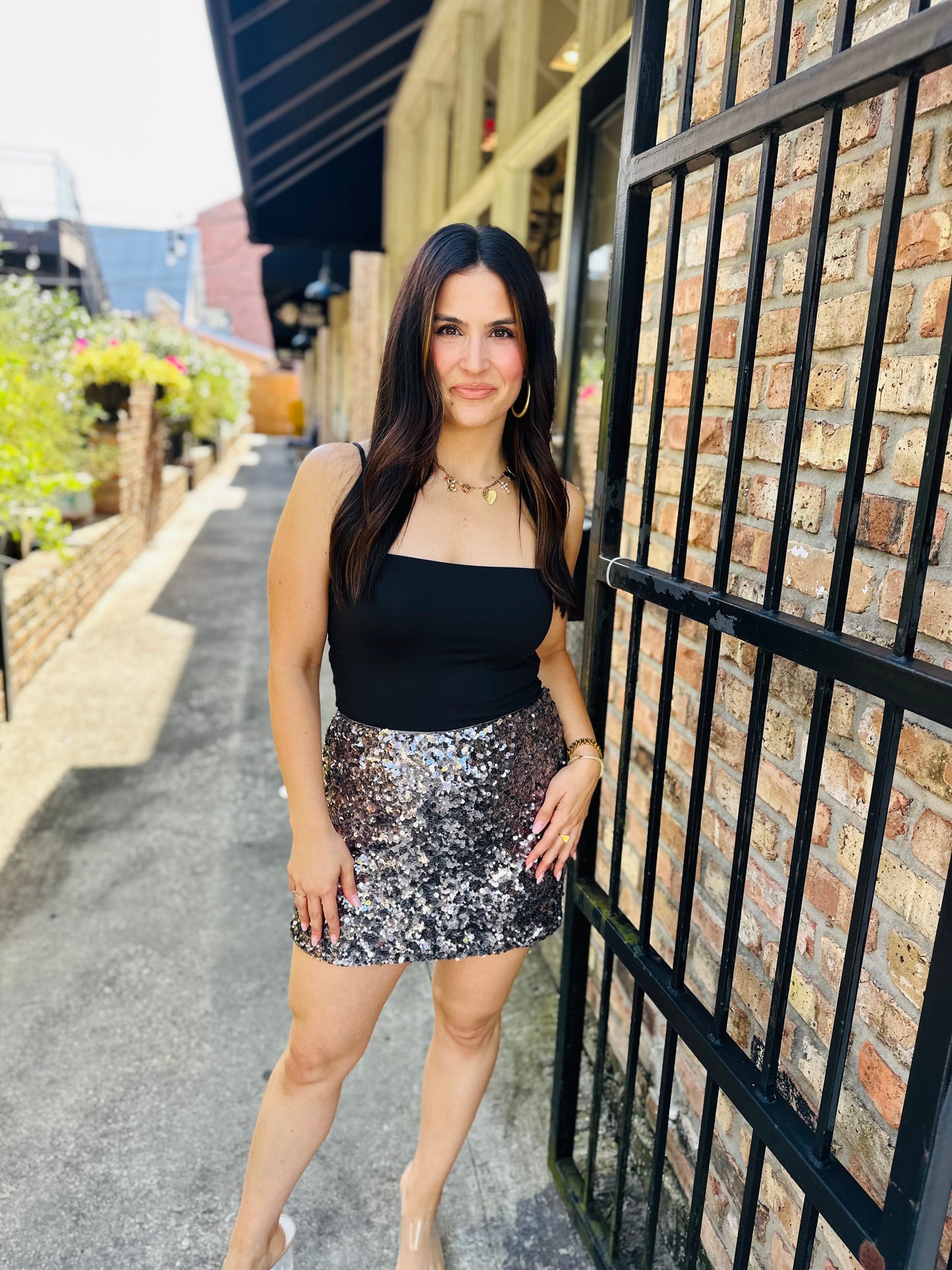 Sequin Mini Skirt- Metal