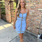 Tabby Contrast Mini Dress- Sky Blue