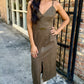 Urban Fall Midi Dress- Olive