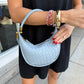 Keely Mini Woven Hobo- Light Blue