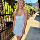 Callahan Romper Dress- Blue Rose