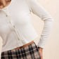 First Toast Ribbed Button Top- Ivory