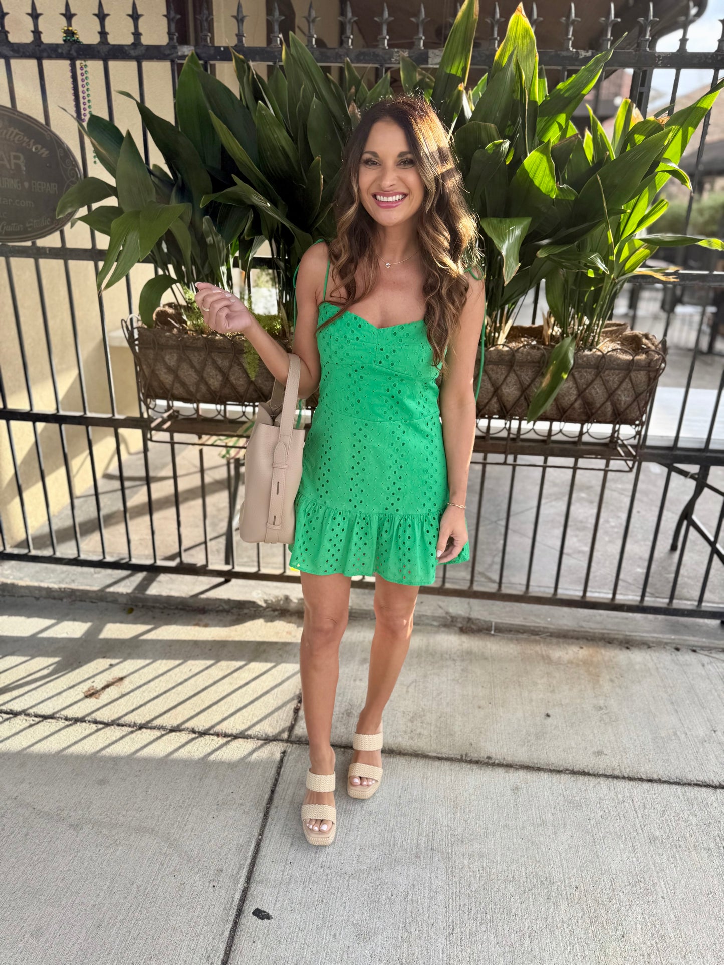Vivi Romper- Green Eyelet