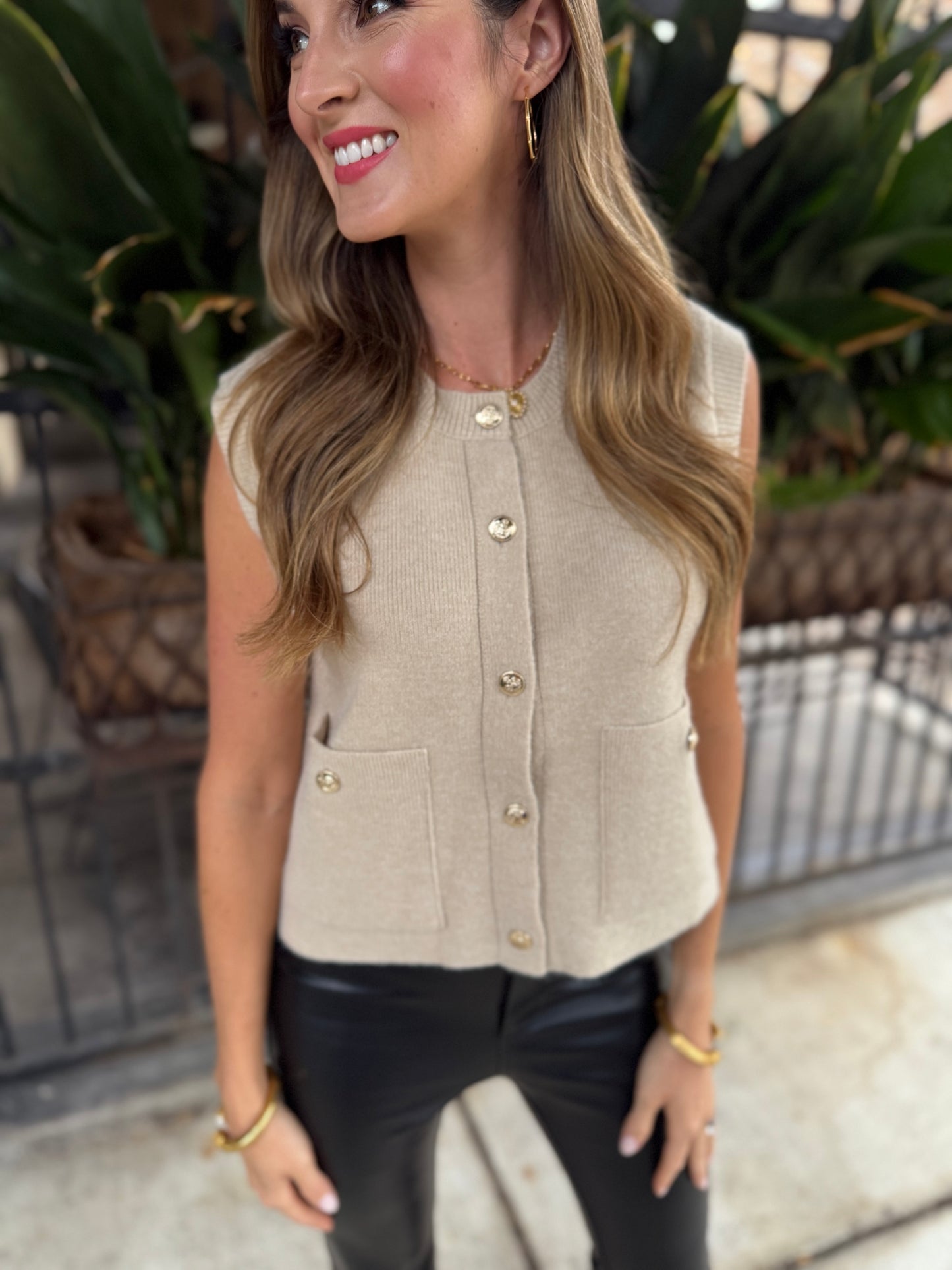 Gracie Sweater Vest- Ecru