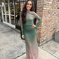 Embellished Mesh Maxi Skirt- Green
