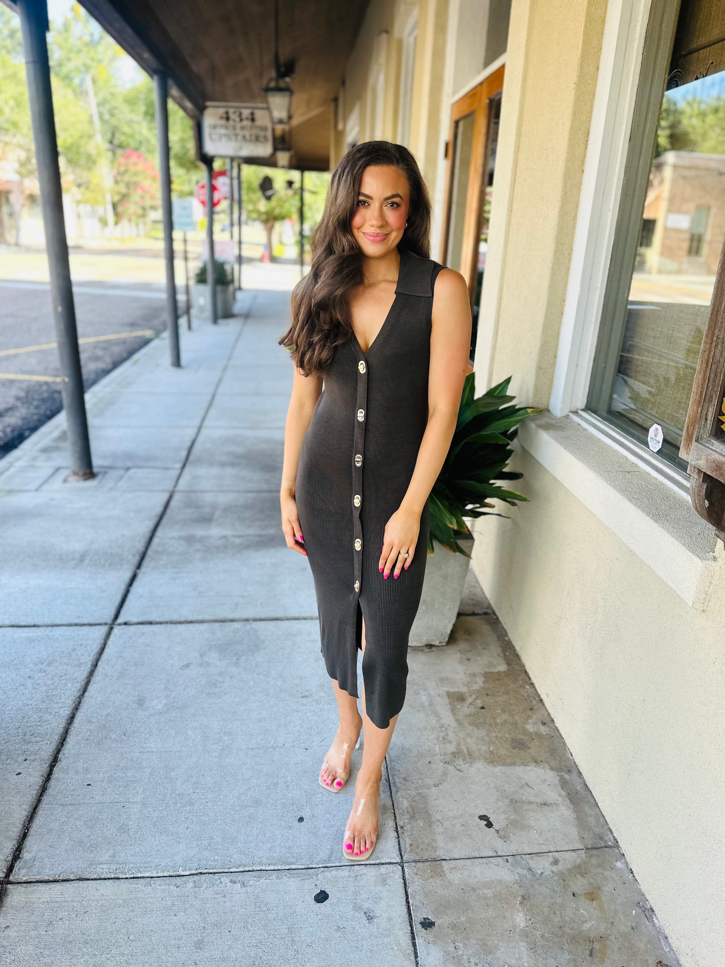 Mallory Midi Dress- Dark Olive