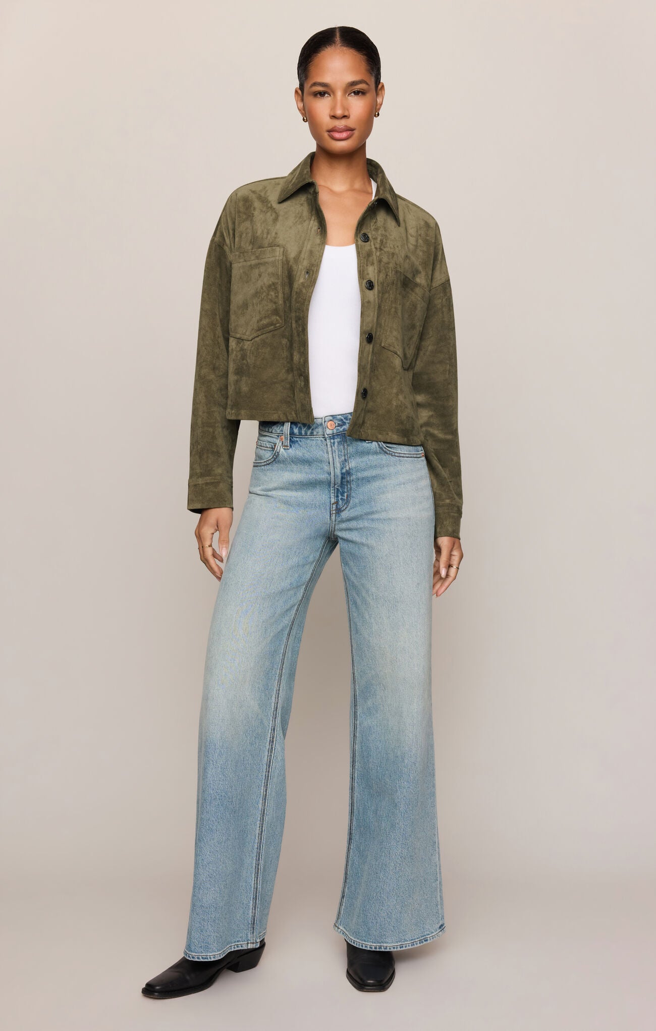 Z Supply All Day Cropped Suede Jacket- Monstera