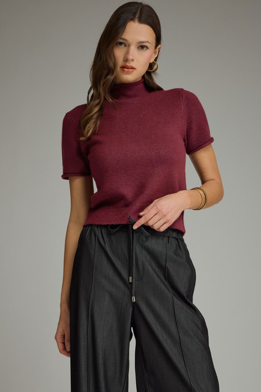 Brandon Sweater Top- Merlot