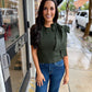 Ava Sweater Top- Olive