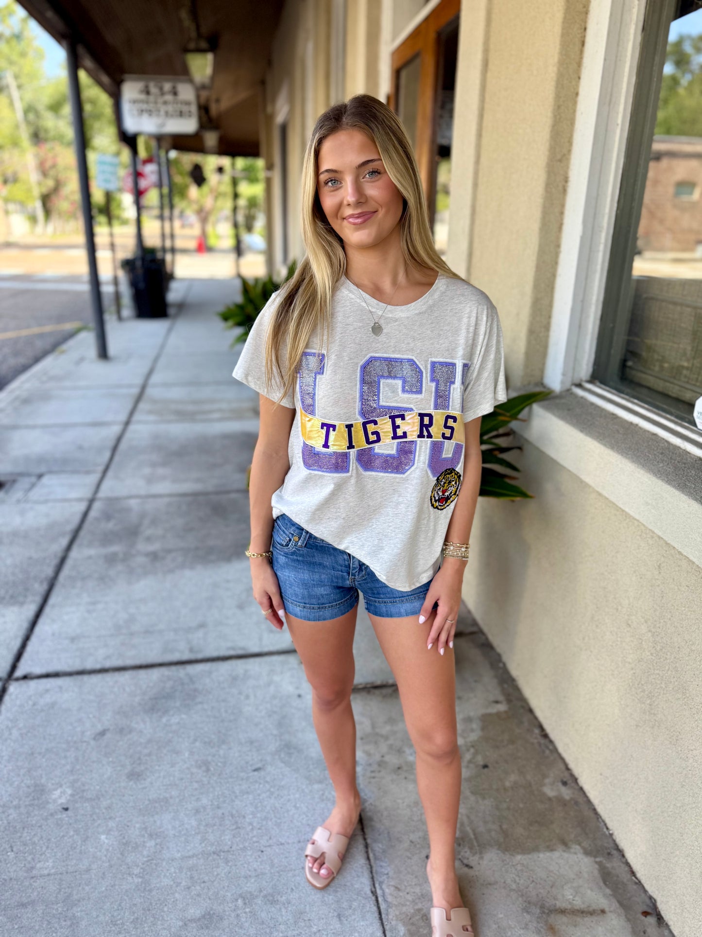 LSU Metallic Banner Tee