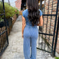 Move Mineral 2 PC Crop Top And Jogger Set- Navy