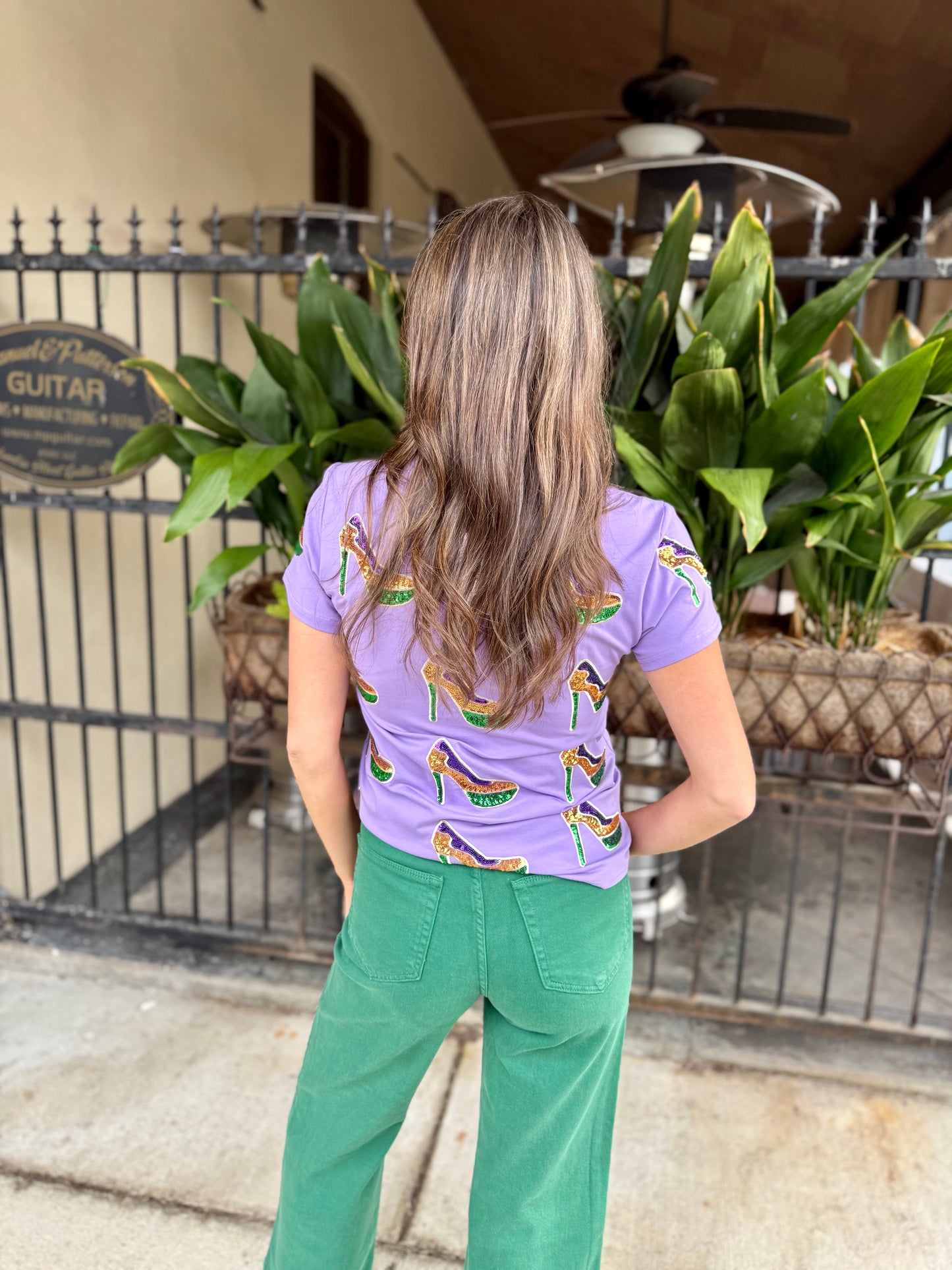 Heels Sequin Tee- Lavender