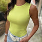 Farrah Fitted Ribbed Bodysuit- Chartreuse