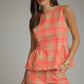Parker Plaid Top- Camel Pink