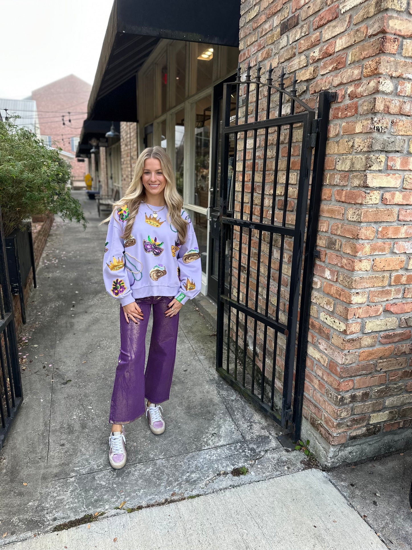 Mardi Gras Icon Sweatshirt- Lavender