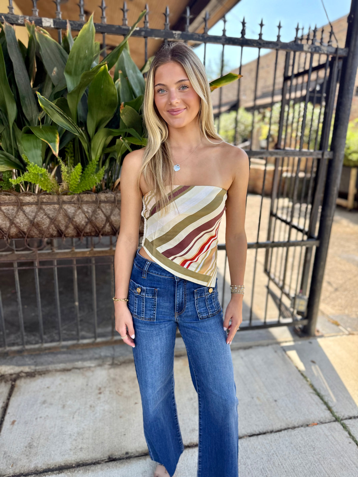 Kenzie Scarf Top- Multi Stripe