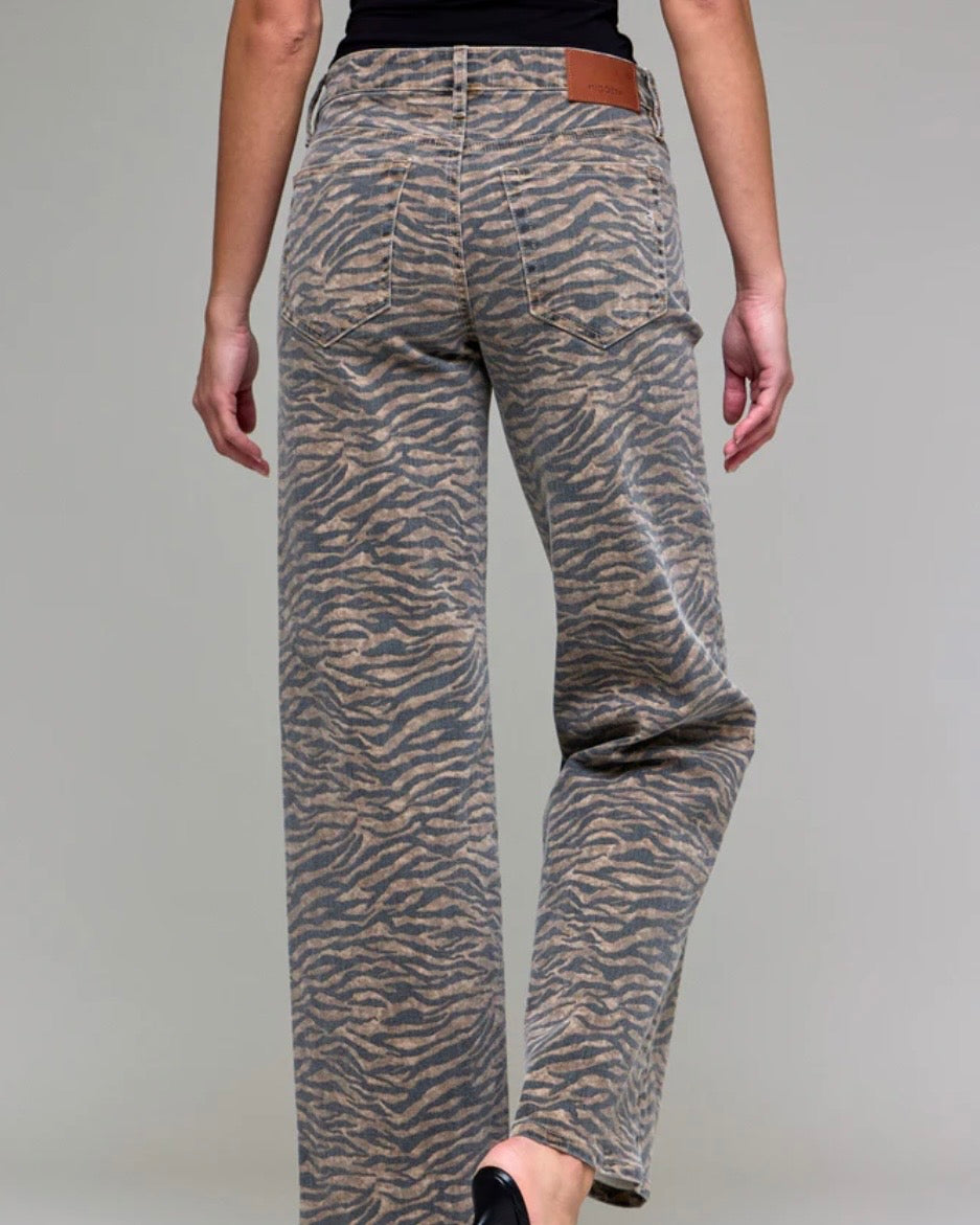 Logan Midrise Dad Denim- Tiger Print