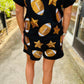 Scattered Football & Stars Top- Black