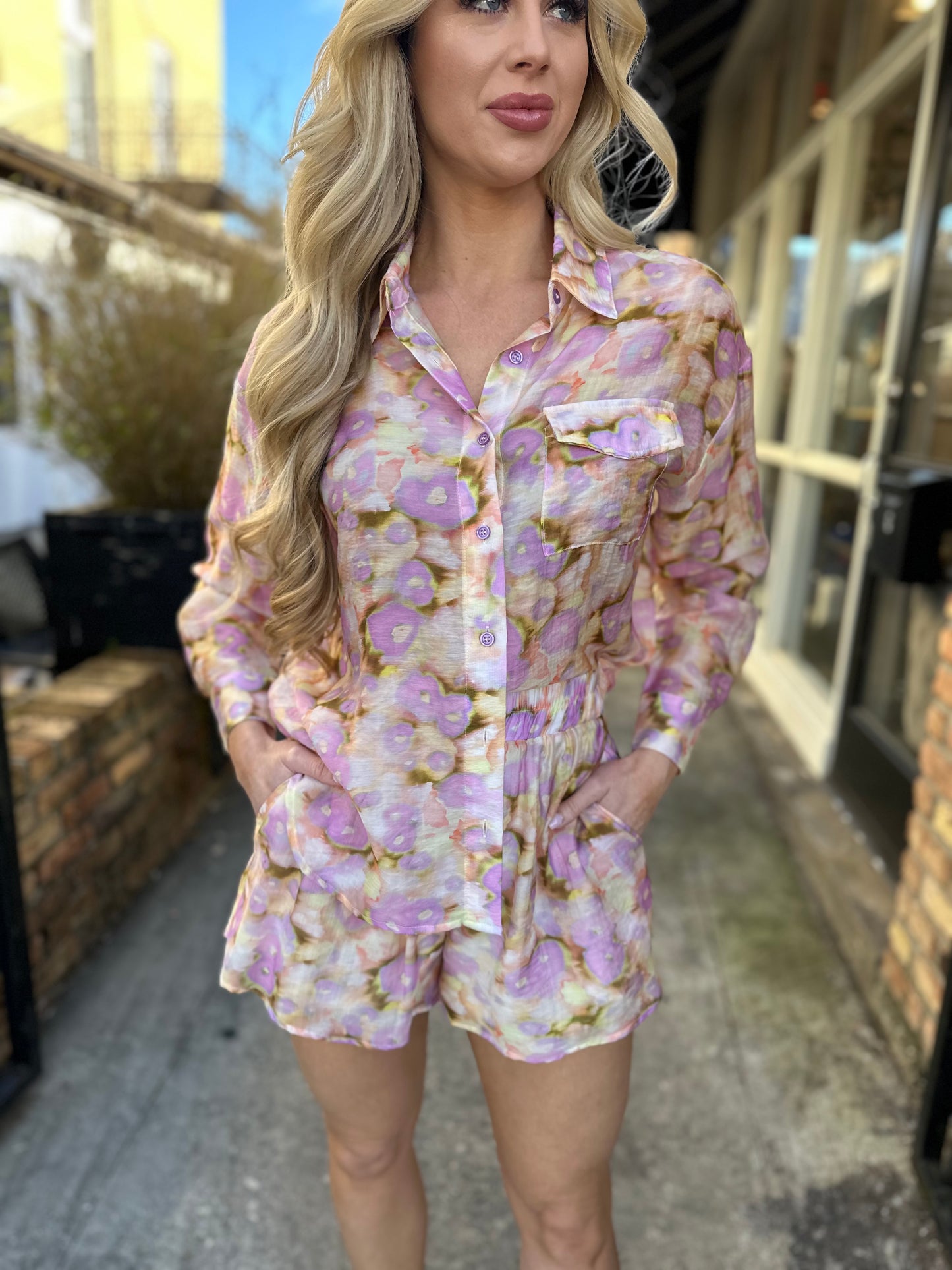 Fiona Floral Button Down- Yellow