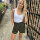 Skye Leather Shorts- Olive