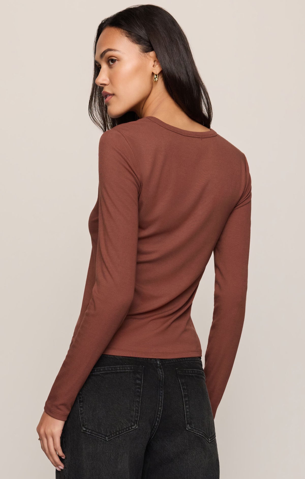 Z Supply Second Skin LS Tee- Dk Rosewood