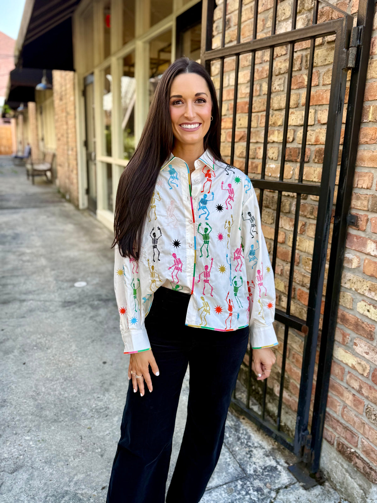 Queen Skeleton Button Up Top