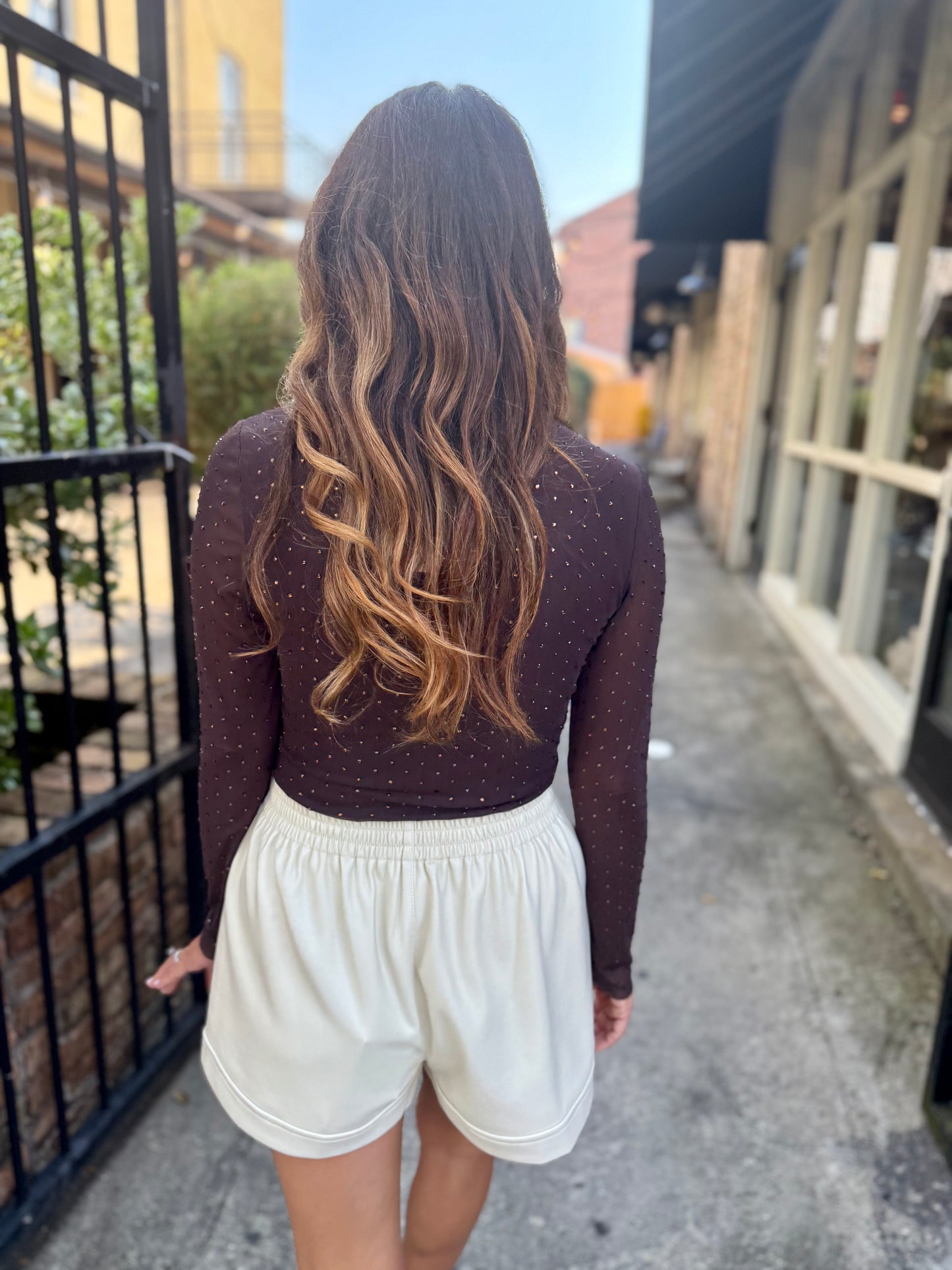 Albe Faux Leather Shorts- Off White