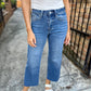 Aileeah (Right) HR Cropped Slim Wide Denim- Blue