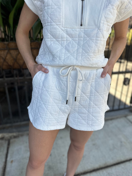 Georgia Textured Shorts- Off White