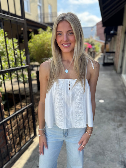 Pecan Top- Pearl White