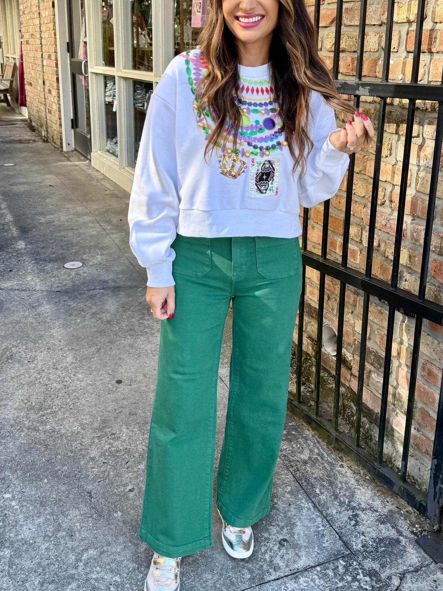 MG Queen Beads Sweatshirt- White