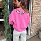 Peppermint Neck Sweatshirt- Hot Pink