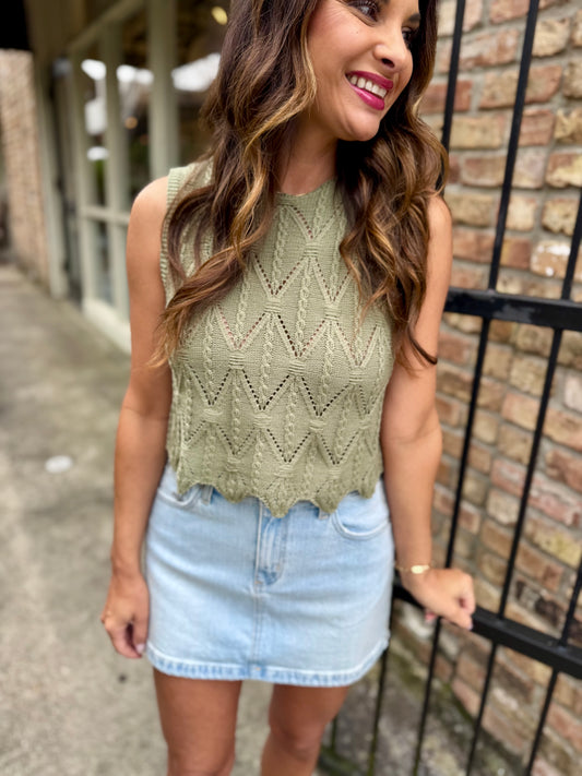 Succulent Sweater Tank- Sage