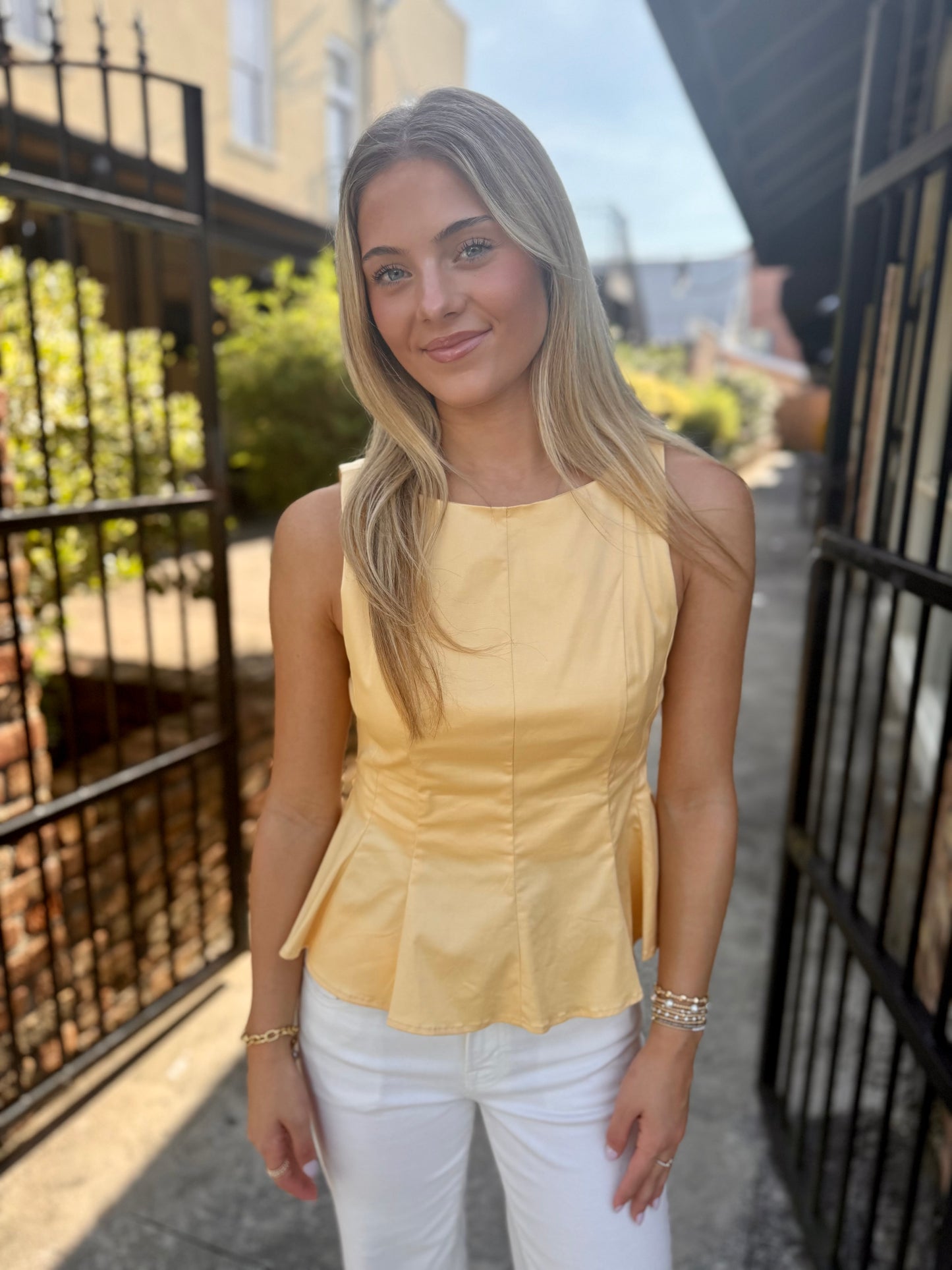 Chad Boatneck Peplum- Yellow