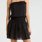 Eyelet Linen Mini Dress- Black