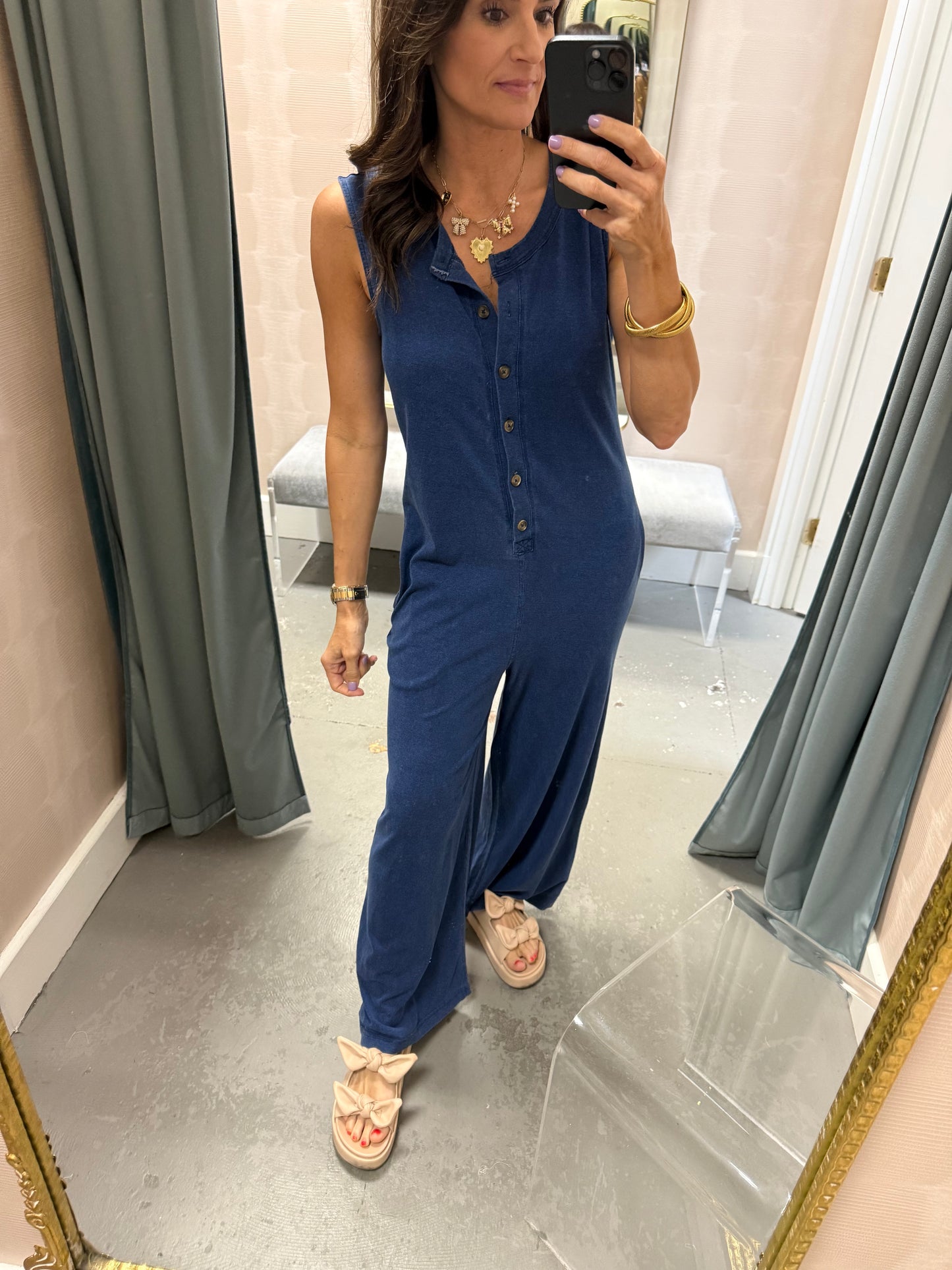 Z Supply Fiona Jersey Denim Jumpsuit